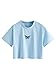 SweatyRocks Women's Short Sleeve Print Crop Top T Shirt Butterfly Blue L