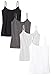 Amazon Essentials Women's Slim-Fit Camisole, Pack of 4, Black/Charcoal Heather/Light Grey Heather/White, Medium