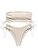 MakeMeChic Women's 2 Piece Bandeau Swimsuits Tie Side Ribbed Bikini Set Tankini Apricot S