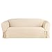 SureFit Duck Cotton Solid Sofa Slipcover (Natural Color) - One Piece Full Length Relaxed Sofa Cover with Corner Ties/Machine Washable/Perfect for Protecting Your Favorite Furniture