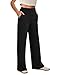 COPYLEAF Wide Leg Pants Woman High Waist Yoga Pants with Pockets Loose Stretch Dress Work Pants Casual Lounge Sweatpants(Black M)