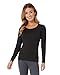 32 Degrees Women's Lightweight Baselayer Scoop Top | Long Sleeve | Form Fitting | 4-Way Stretch | Thermal, Black, Medium