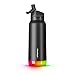 Hidrate Spark PRO Smart Water Bottle – Insulated Stainless Steel – Tracks Water Intake with Bluetooth, LED Glow Reminder When You Need to Drink – Straw Lid, 32oz, Black