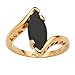 PalmBeach 18K Yellow Gold Plated or Sterling Silver Marquise Shaped Natural Black Onyx Bypass Ring