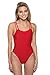 JOLYN Murray Onesie - Fixed Back Women's Athletic One Piece Swimsuit, Medium Coverage Bathing Suit for Competitive Swimming, Water Polo, Lifeguarding, Paddling & Ocean Activities, Red, 28