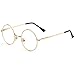 Kursan Small Round Clear Lens Glasses Non Prescription Circle Metal Frame Eyewear (Gold)