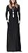 GRECERELLE Long Sleeve Black Dresses for Women 2024 Casual Maxi Dress Cruise Outfits, Large