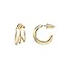 PAVOI 14K Gold Plated Sterling Silver Post Split Huggie Earrings | Yellow Gold Earrings for Women