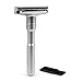 QSHAVE Adjustable Double Edge Classic Safety Razor (1 Razor & 5 pcs Titanium Coated Blades)