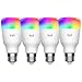 YEELIGHT LED Smart Light Bulb 60W Equivalent, A19 LED Wi-Fi Smart Bulb, RGBW Color Changing Bulb, Work with Apple HomeKit, Alexa & Google Assistant, SmartThings, Razer Chroma 4 Pack