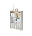 Yamazaki Home Rolling Slim Bathroom Utility Cart with Handle - Storage Shelf Narrow Organizer Rack Steel One Size White