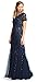 Adrianna Papell Women's Short-Sleeve Grid Beaded Gown, Navy, 12