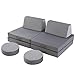 MeMoreCool Kids Couch Sofa Modular Toddler Couch for Bedroom Playroom, 6-Piece Fold Out Couch Play Set for Imaginative Kids, Creative Baby Couch, Children Convertible Sofa for Activity Center, Grey