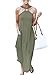 ANRABESS Womens Summer Casual Halter Maxi Dress Split Side Long Beach Sundress 2024 Travel Vacation Outfits with Pockets Olive Small