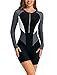 BluBoo Women Rash Guard One Piece Swimsuits Athletic Long Sleeve Full Bathing Suit Front Zip Swimwear Modest Swimming Suit