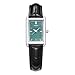 SINOBI Minimalist Causal Square Watch for Women Leather Strap Watch (Silver-Green)