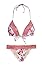 Chynna Dolls Swim Ivory Pink Floral Print Mauve Pink Lace Trim Scrunch Bikini