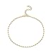 PAVOI 14K Gold Plated Snake and Marina Link Flat Anklet for Women (Marina, Yellow Gold Plated)