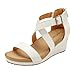 DREAM PAIRS Women's White Pu Open Toe Buckle Ankle Strap Summer Platform Wedge Sandals Size 9 M US Nini-2