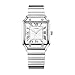 Classic Square Watches for Men with Roman Numerals Casual Watch (Silver)