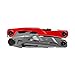 True Utility TI Locking Pocket Multi-Tool, 8-in-1 Tool kit, Titanium Nitride Frame, All-in-One EDC Asset for Camping, Hunting, Fishing, and Hiking, Silver/Red, One Size