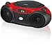 GPX, Inc. Portable Top-Loading CD Boombox with AM/FM Radio and 3.5mm Line In for MP3 Device - Red/Black