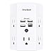 Surge Protector, 5 Outlets Extender with 4 USB Ports(USB C), 3-Side 1800J Power Strip Multi Plug Outlet Expander, Charger, Outlet Splitter Adapter Wall Mount for Home Travel Office ETL Listed