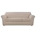 SureFit Ultimate Heavyweight Stretch Leather Individual 3 Cushion Sofa Slipcover - Pebbled Ivory (SF46676)