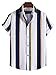 SOLY HUX Men's Short Sleeve Button Down Shirts Casual Dress Going Out Camp Tops Blue and White M