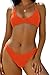 ZAFUL Women's Tie Back Padded High Cut Bralette Bikini Set Two Piece Swimsuit (1-Pumpkin Orange, M)
