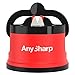 AnySharp Knife Sharpener, Hands-Free Safety, PowerGrip Suction, Safely Sharpens All Kitchen Knives, Ideal for Hardened Steel & Serrated, World's Best, Compact, One Size, Red