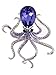 ALILANG Silvery Tone Purple Rhinestones Ocean Sea Octopus Squid Tentacle Brooch Pin