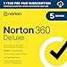 Norton 360 Deluxe 2024, Antivirus software for 5 Devices with Auto Renewal - Includes VPN, PC Cloud Backup & Dark Web Monitoring [Download]