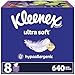 Kleenex Ultra Soft Facial Tissues, 8 Cube Boxes, 80 Tissues per Box, 3-Ply, Packaging May Vary