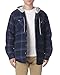 Wrangler Authentics Men's Long Sleeve Quilted Lined Flannel Shirt Jacket with Hood, Navy, Large