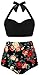 Angerella Womens Floral Two Piece Bathing Suit High Waisted Swimsuit Tummy Control Swimwear Black,XL