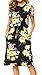 Womens Summer Funeral Church Travel Casual Midi Knee Length Dress Floral Black S