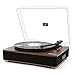 LP&No.1 Record Player with Stereo Speakers, 3-Speed Belt-Drive Turntable for Vinyl Records with Wireless Playback and Auto-Stop,Walnut Wood