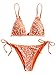 ZAFUL Women's Triangle Bikini Floral String Bikini Set Two Piece Swimsuit Bathing Suits (2-Pumpkin Orange, M)