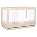 Babyletto Harlow Acrylic 3-in-1 Convertible Crib with Toddler Bed Conversion Kit in Washed Natural with Acrylic Slats, Greenguard Gold Certified