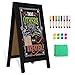 4 THOUGHT A-Frame Chalkboard 40' x 20', Chalk Board Sign Board Magnetic Sandwich Board Solid Pine Wood Freestanding Double-Sided Chalkboard Easel for Restaurant Cafe Shop Wedding Party, Black