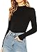 Verdusa Women's Basic Mock Neck Slim Fitted Long Sleeve Pullovers Tee Tops Black M