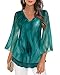 Timeson Womens Blouses and Tops Dressy,Women's 3/4 Sleeve Tops Spring Tunic Tops to Wear with Leggings Business Attire Dress Shirts High Low Formal Professional Office Work Clothes Malachite Green M