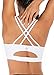 RUNNING GIRL Strappy Sports Bra for Women, Sexy Crisscross Back Medium Support Yoga Bra with Removable Cups(WX2354 White,M)