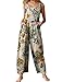 Himosyber Women's Patchwork Dual Pocket Jumpsuit Loose Floral Print Bohemian Wide Leg Bib Overall (#1Yellow, L)