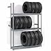 Global Industrial 3 Tier Single Entry Tire Rack, Steel, Gray, 60' W x 18' D x 84' H