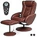 Best Choice Products Faux Leather Electric Massage Recliner w/Stool Footrest Ottoman, Remote Control, 5 Heat & Massage Modes, Side Pockets - Brown