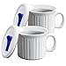 CorningWare 2-Pack 20oz Ceramic Meal Mugs with BPA-Free Vented Lids, French White