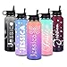 Personalized Water Bottles for Kids, Gradient 18oz Custom Name Stainless Steel Sports Water Bottle with Straw-Insulated Waterbottle Gift for Women Men School Sports