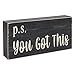 Esur Motivational Home Office Desk Black Decor - Farmhouse Wooden Box Sign Gift for Women - P.S. You Got This